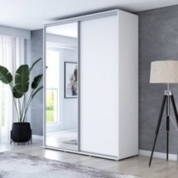 Wysoka Szafa Przesuwna BARI 1 - 200x220x61 cm biała z Systemem Sevroll | Pojemna