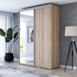 Wysoka Szafa Przesuwna BARI 1 - 200x220x61 cm dąb sonoma z Systemem Sevroll | Pojemna