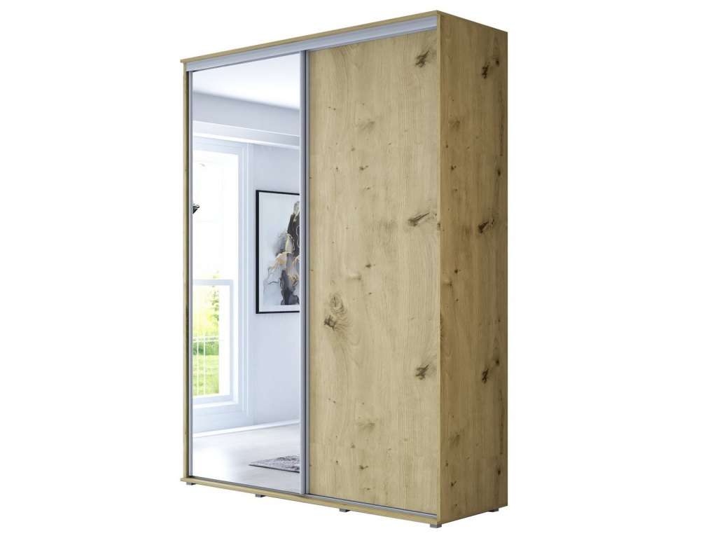 Wysoka Szafa Przesuwna BARI 1 - 100x220x61 cm dąb antracyt z Systemem Sevroll | Pojemna