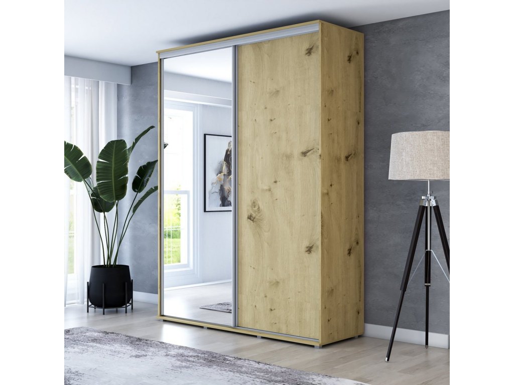 Wysoka Szafa Przesuwna BARI 1 - 170x220x61 cm dąb antracyt z Systemem Sevroll | Pojemna