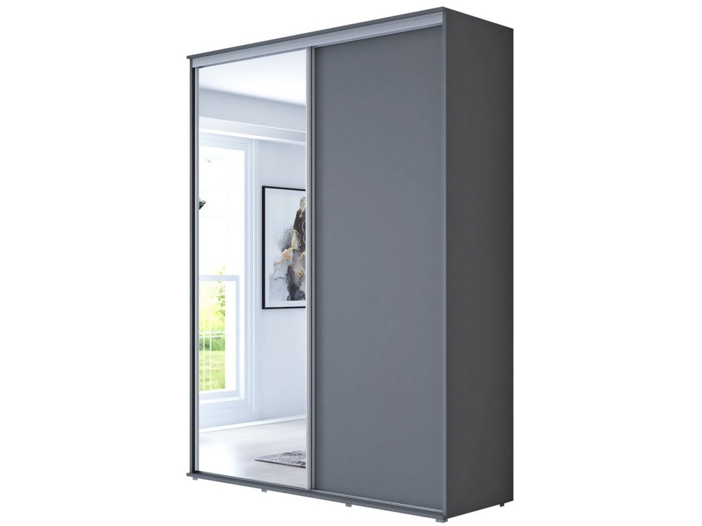 Wysoka Szafa Przesuwna BARI 1 - 170x220x61 cm antracyt z Systemem Sevroll | Pojemna
