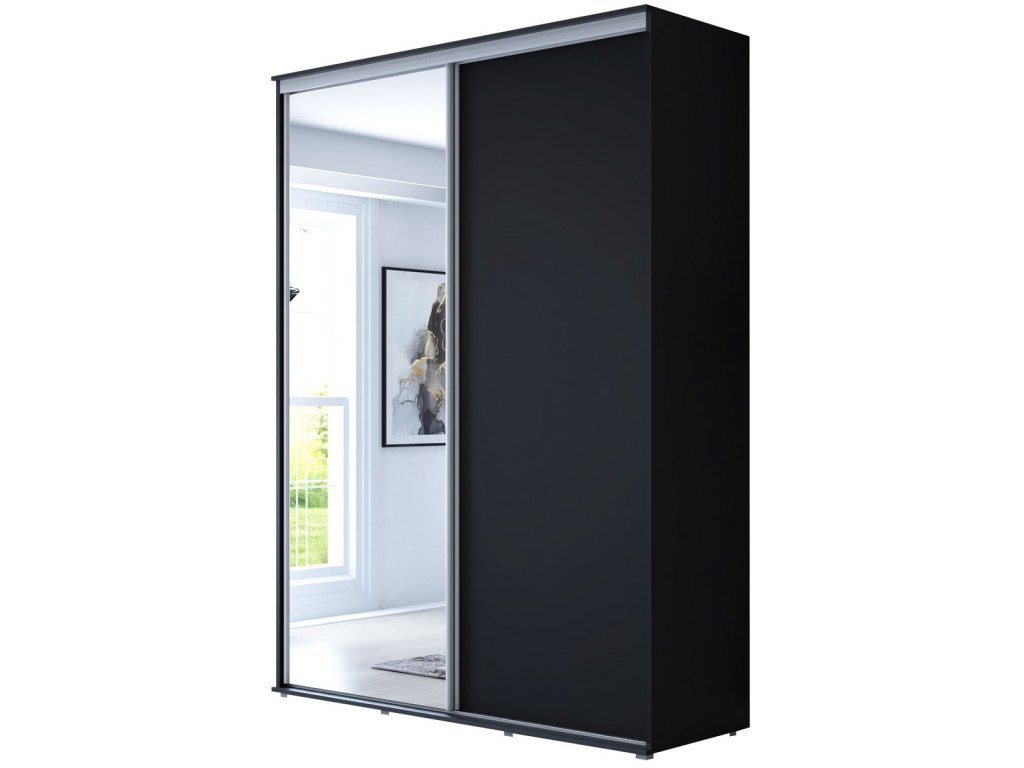 Wysoka Szafa Przesuwna BARI 1 - 190x222x61 cm czarna z Systemem Sevroll | Pojemna