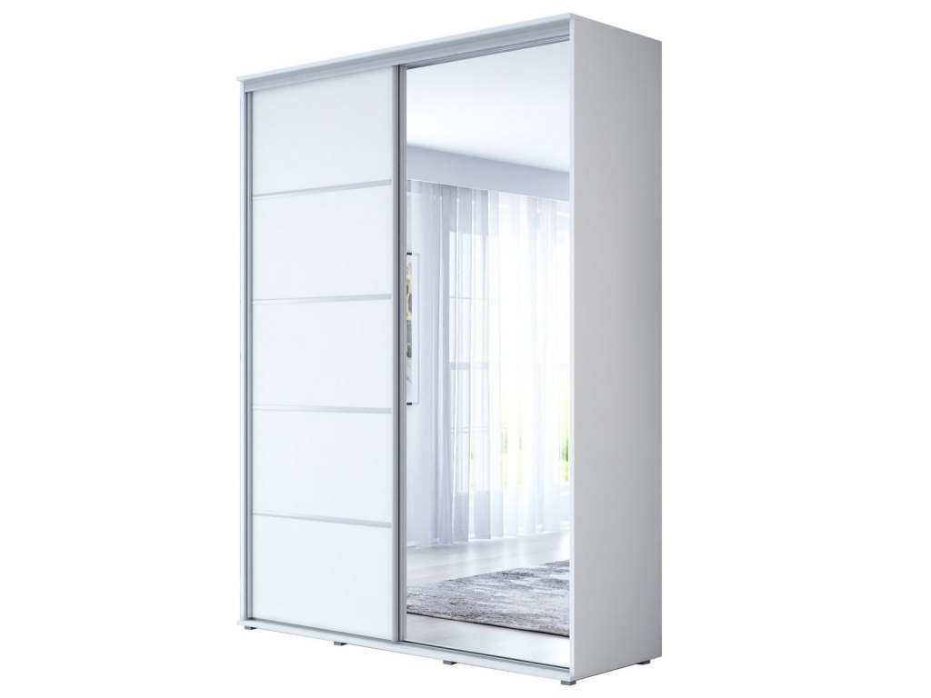 Wysoka Szafa Przesuwna BARI 1 ALU - 170x220x61 cm biała z Systemem Sevroll | Pojemna