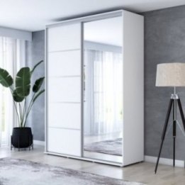 Wysoka Szafa Przesuwna BARI 1 ALU - 190x222x61 cm biała z Systemem Sevroll | Pojemna