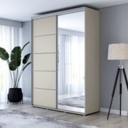 Wysoka Szafa Przesuwna BARI 1 ALU - 160x220x61 cm kaszmir z Systemem Sevroll | Pojemna