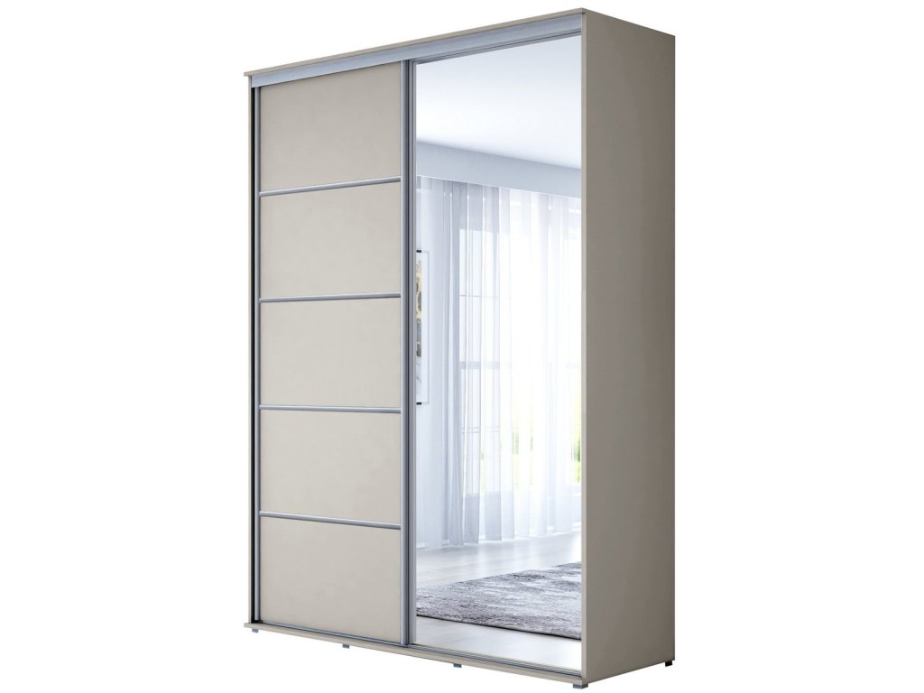 Wysoka Szafa Przesuwna BARI 1 ALU - 180x220x61 cm kaszmir z Systemem Sevroll | Pojemna