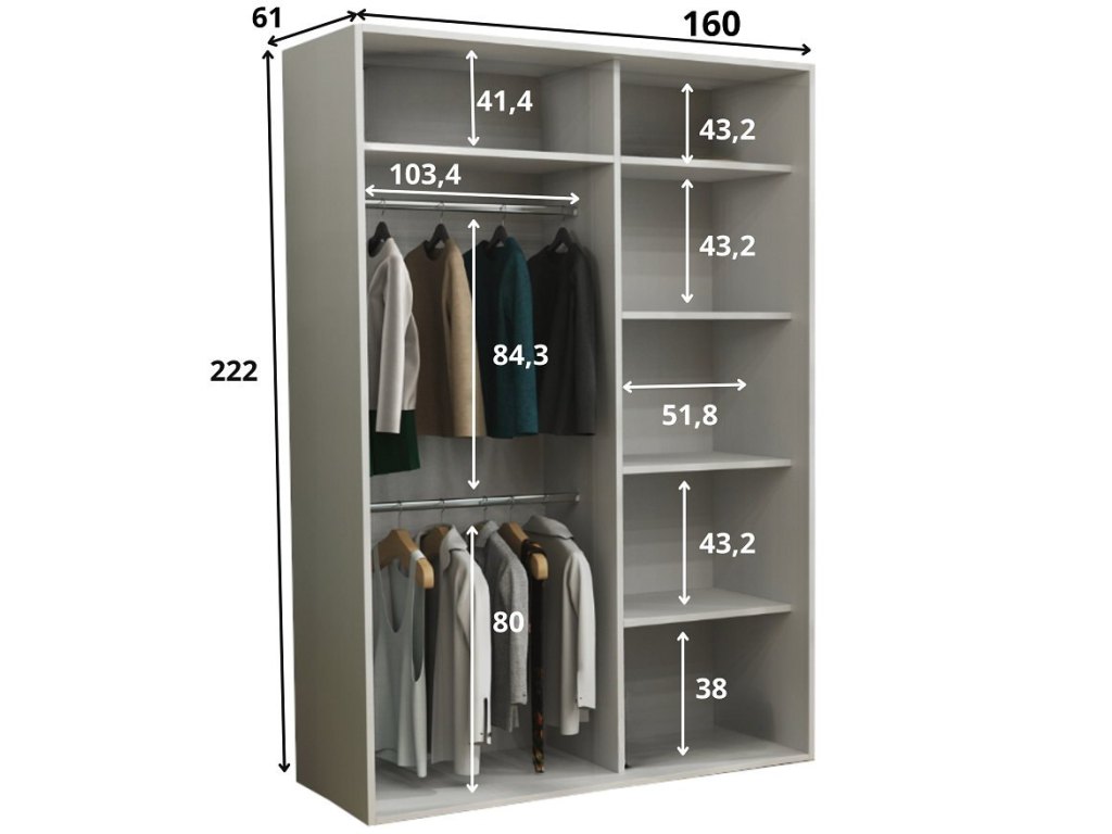 Wysoka Szafa Przesuwna BARI 1 ALU - 160x220x61 cm dąb sonoma z Systemem Sevroll | Pojemna