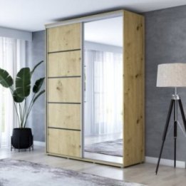 Wysoka Szafa Przesuwna BARI 1 ALU - 170x220x61 cm dąb artisan z Systemem Sevroll | Pojemna