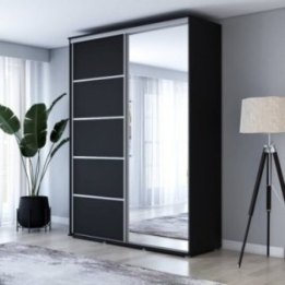 Wysoka Szafa Przesuwna BARI 1 ALU - 160x220x61 cm czarna z Systemem Sevroll | Pojemna