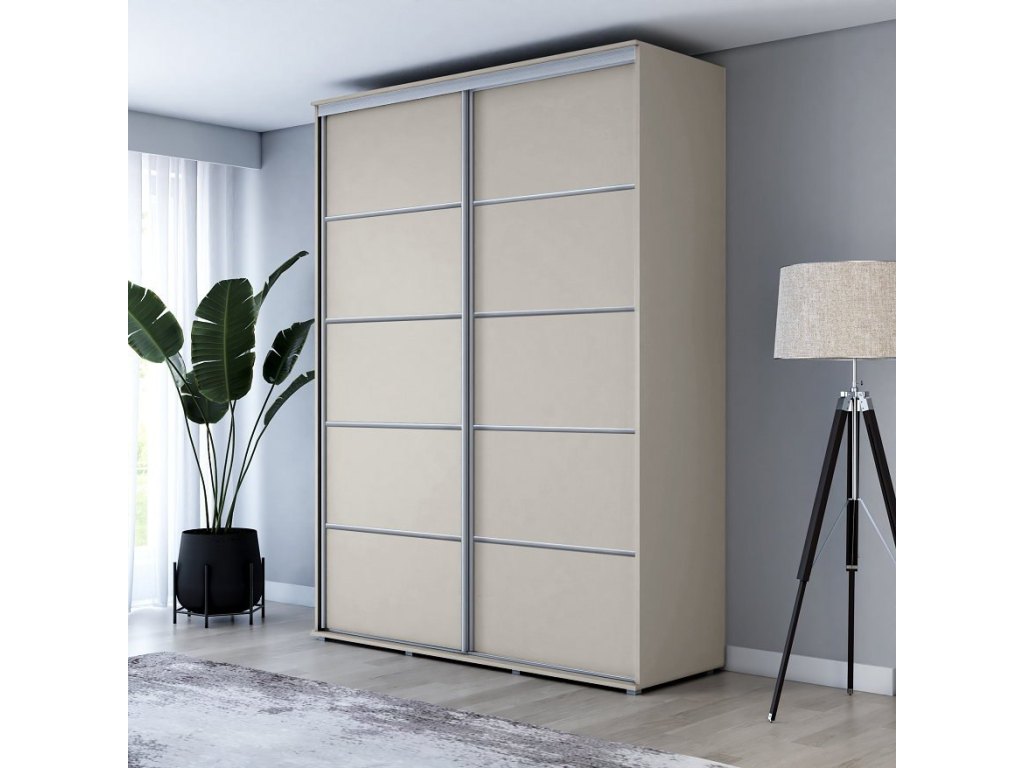 Wysoka Szafa Przesuwna BARI PLUS - 110x222x61 cm kaszmir z Systemem Sevroll | Pojemna