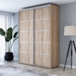 Wysoka Szafa Przesuwna BARI PLUS - 160x222x61 cm dąb sonoma z Systemem Sevroll | Pojemna