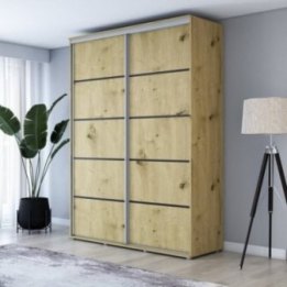 Wysoka Szafa Przesuwna BARI PLUS - 120x222x61 cm dąb artisan z Systemem Sevroll | Pojemna