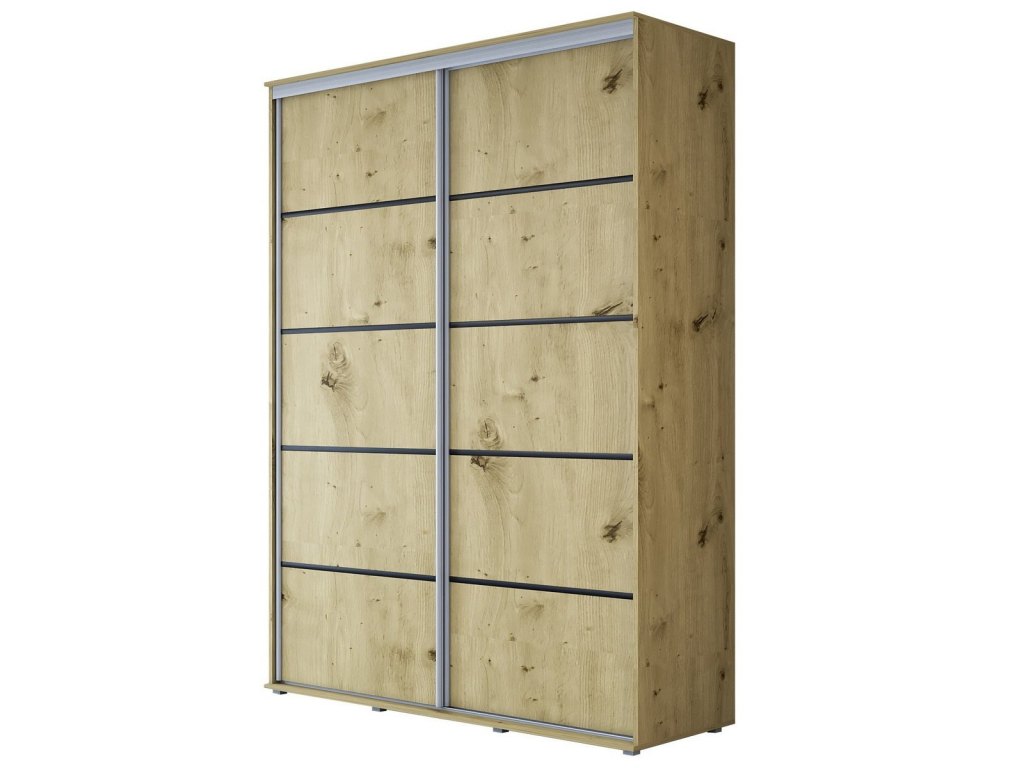 Wysoka Szafa Przesuwna BARI PLUS - 140x222x61 cm dąb artisan z Systemem Sevroll | Pojemna