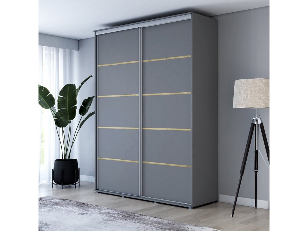 Wysoka Szafa Przesuwna BARI PLUS - 190x222x61 cm antracyt z Systemem Sevroll | Pojemna