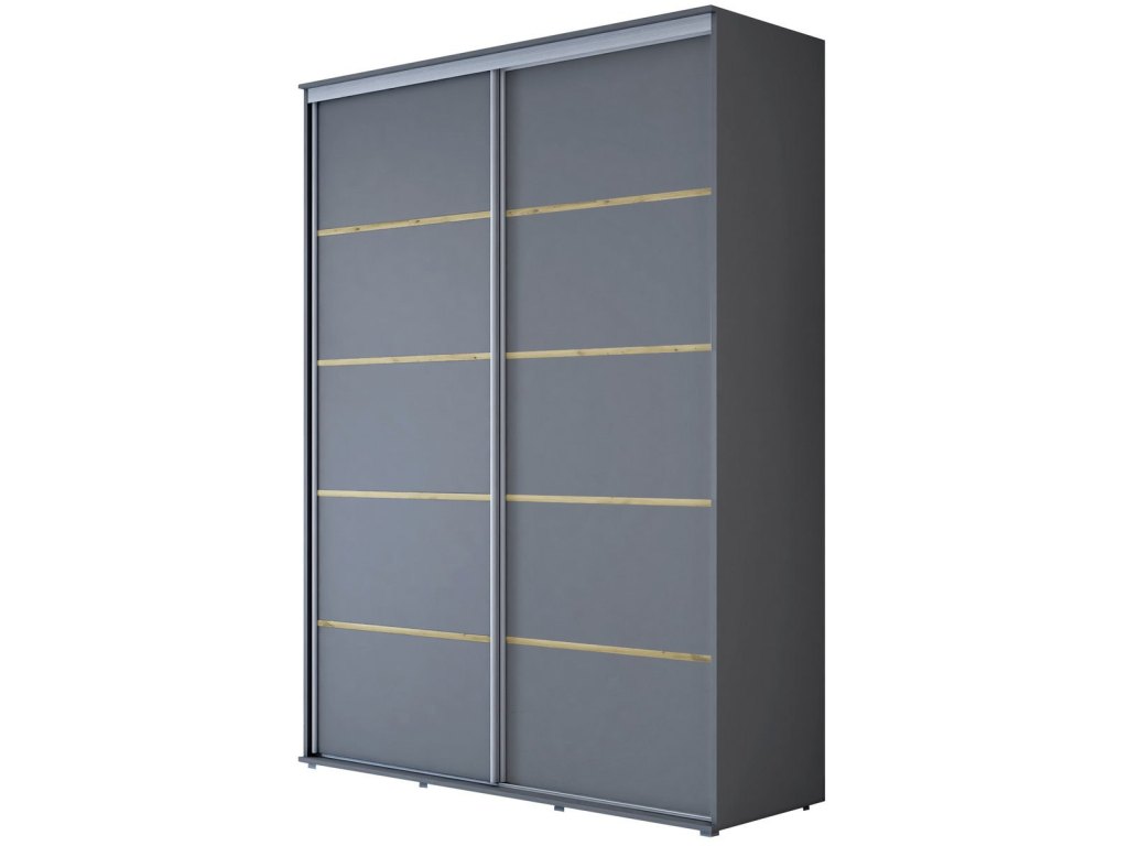 Wysoka Szafa Przesuwna BARI PLUS - 150x222x61 cm antracyt z Systemem Sevroll | Pojemna