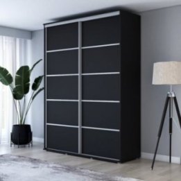 Wysoka Szafa Przesuwna BARI PLUS - 120x222x61 cm czarna z Systemem Sevroll | Pojemna