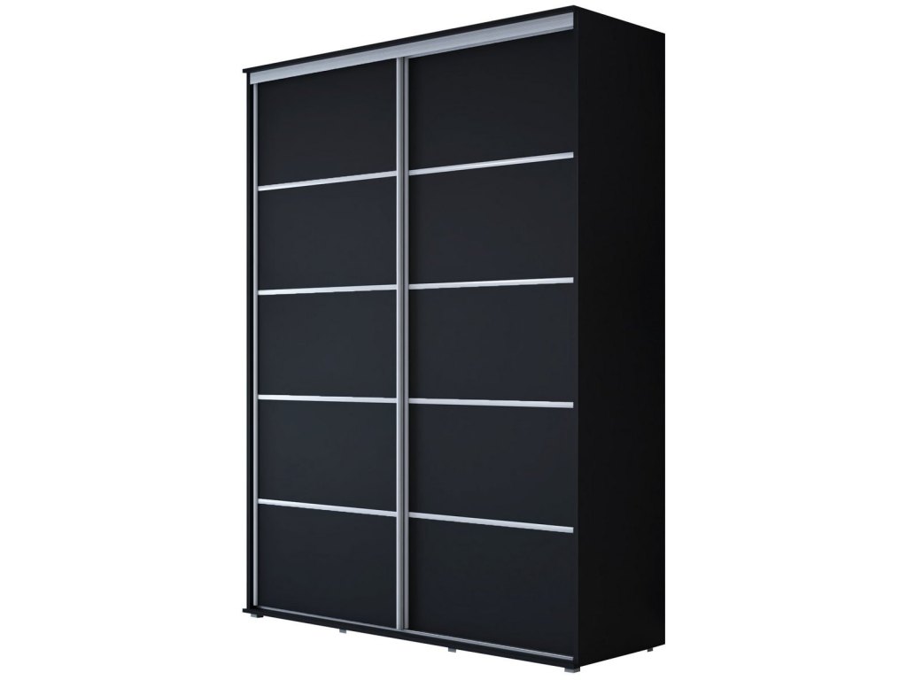 Wysoka Szafa Przesuwna BARI PLUS - 100x222x61 cm czarna z Systemem Sevroll | Pojemna
