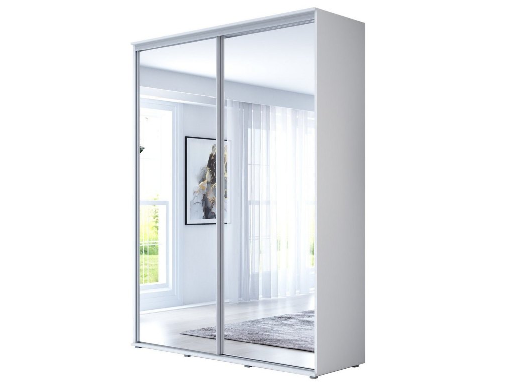 Wysoka Szafa Przesuwna BARI 2 - 200x220x61 cm biała z Systemem Sevroll | Pojemna