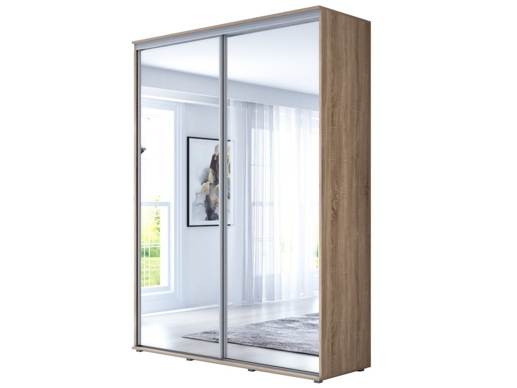 Wysoka Szafa Przesuwna BARI 2 - 100x220x61 cm dąb sonoma z Systemem Sevroll | Pojemna