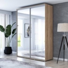 Wysoka Szafa Przesuwna BARI 2 - 140x220x61 cm dąb sonoma z Systemem Sevroll | Pojemna