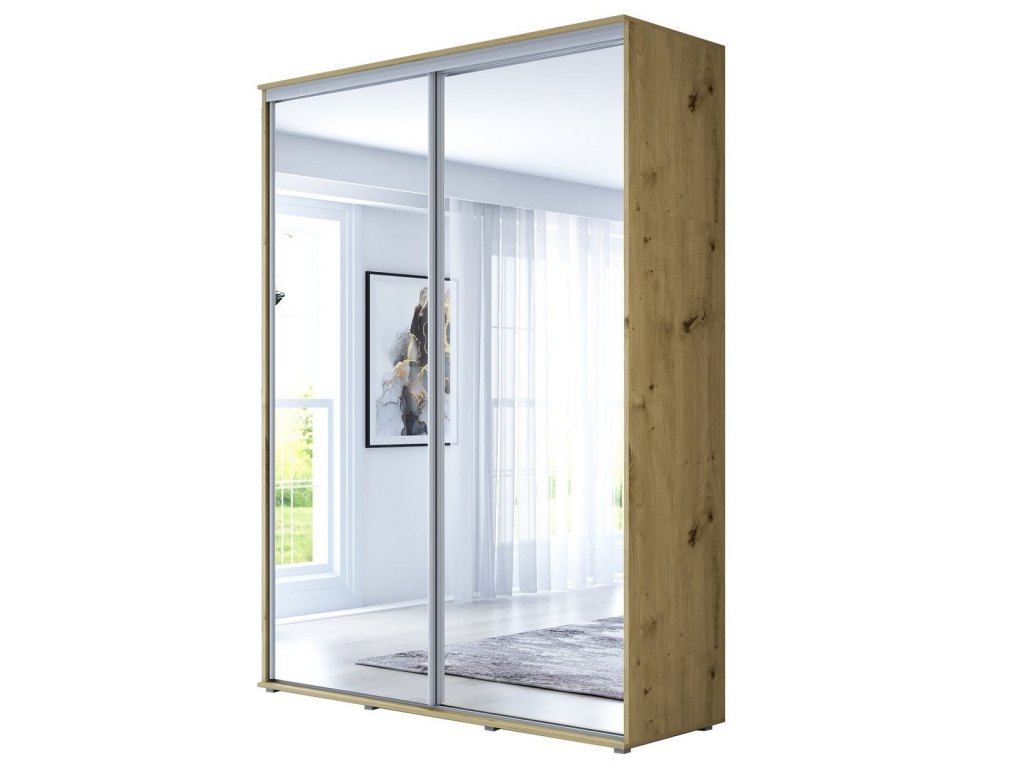 Wysoka Szafa Przesuwna BARI 2 - 180x220x61 cm dąb artisan z Systemem Sevroll | Pojemna