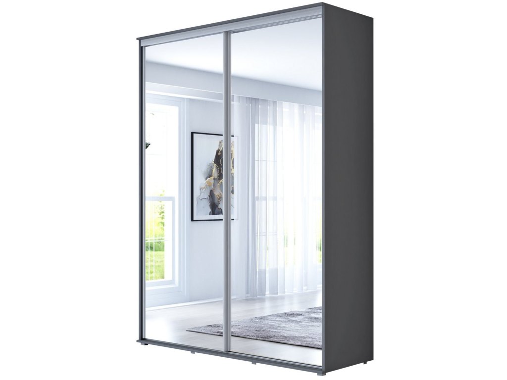 Wysoka Szafa Przesuwna BARI 2 - 170x220x61 cm antracyt z Systemem Sevroll | Pojemna