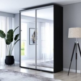 Wysoka Szafa Przesuwna BARI 2 - 100x220x61 cm czarna z Systemem Sevroll | Pojemna