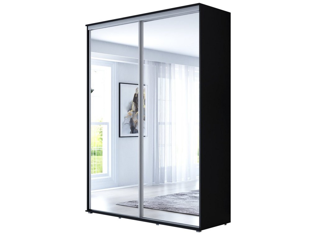 Wysoka Szafa Przesuwna BARI 2 - 190x222x61 cm czarna z Systemem Sevroll | Pojemna
