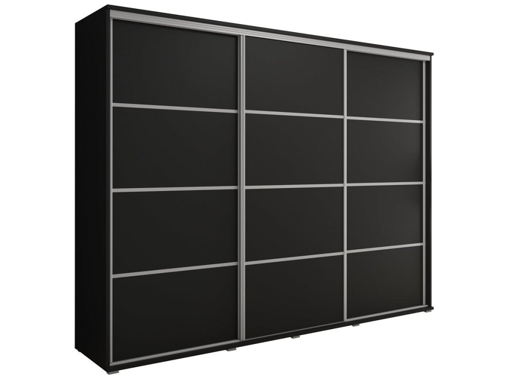 Duża szafa przesuwna LAGO - 230x202x61 cm biała z systemem Sevroll, pojemna, trzydrzwiowa szafa przesuwna