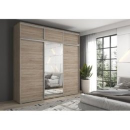 Wysoka trzydrzwiowa szafa przesuwna 270 LAGO 1 dąb sonoma