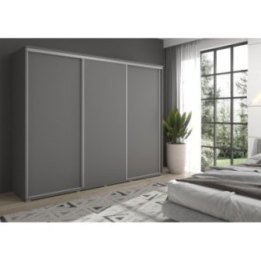 Duża szafa przesuwna MONTI - 210x202x45 cm biała z systemem Sevroll, pojemna, trzydrzwiowa szafa przesuwna