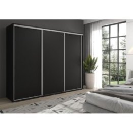 Duża szafa przesuwna MONTI - 210x202x45 cm biała z systemem Sevroll, pojemna, trzydrzwiowa szafa przesuwna