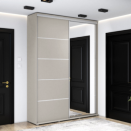 Szafa przesuwna BARI SLIM z systemem Sevroll, pojemna, wąska, szafa przesuwna
