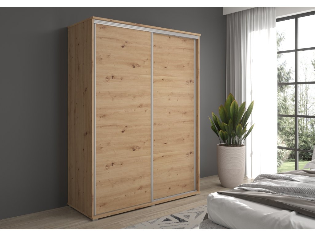 Szafa z drzwiami przesuwnym GAJA 200x202x61 - dąb artisan, nowoczesna i praktyczna