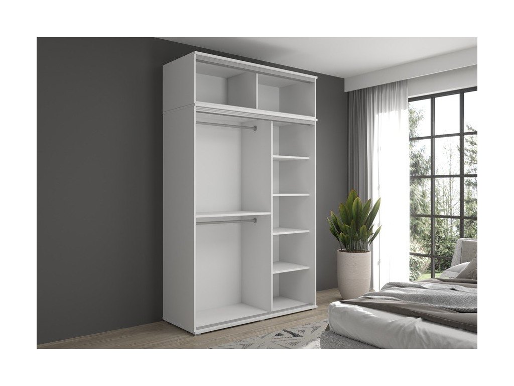 Zestaw GAJA 6 szafa z drzwiami przesuwnym i lustrem, nadstawką i szufladami 200x247x61 - kaszmir, nowoczesna i praktyczna