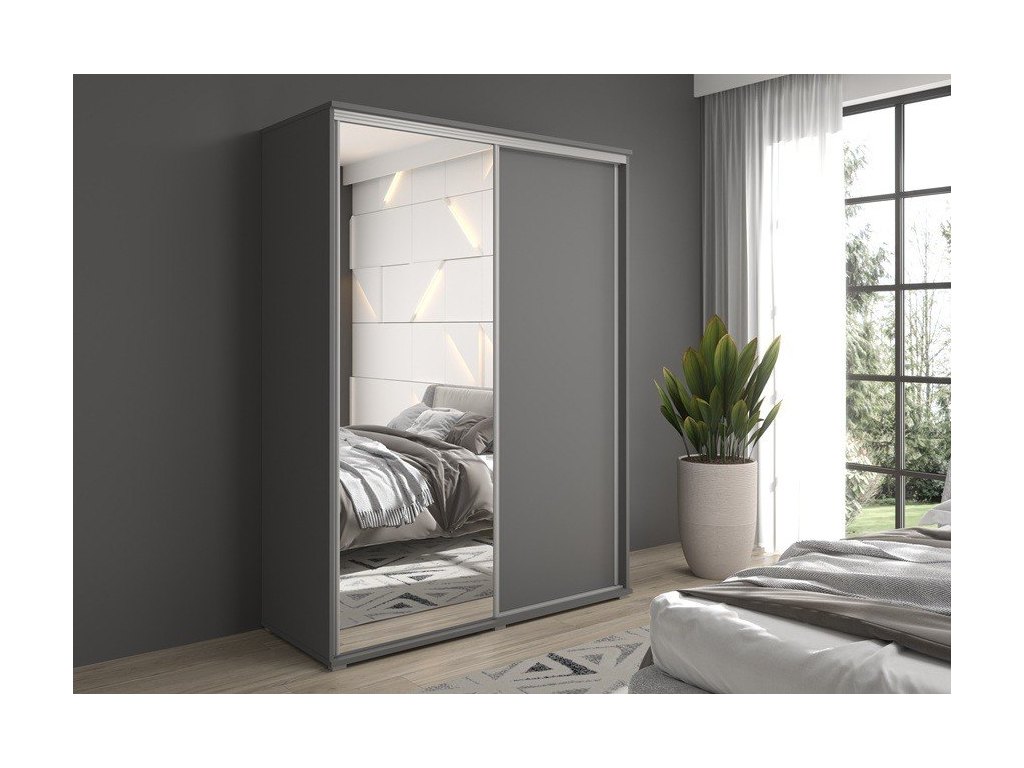 Szafa z drzwiami przesuwnymi i lustrem Liwia 120x202x45 cm – Elegancka Minimalistka z Maksymalną Funkcjonalnością