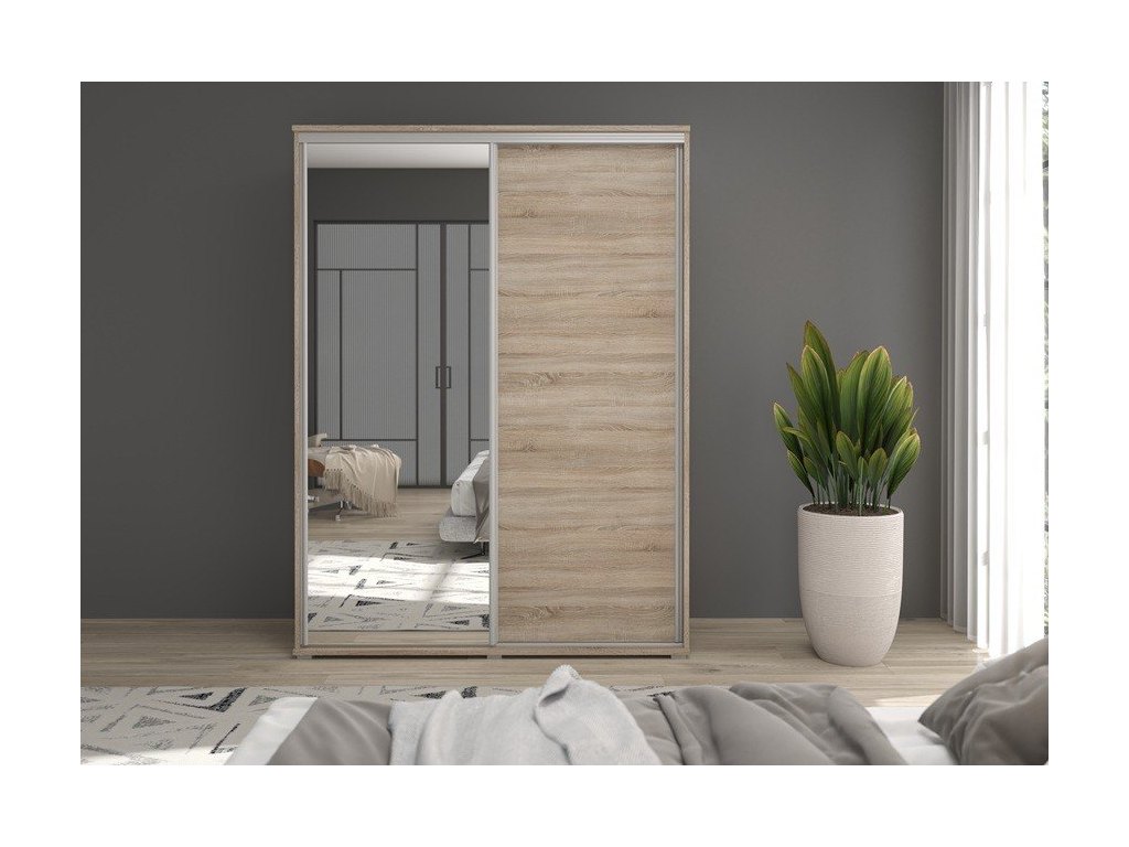 Szafa z drzwiami przesuwnymi  i lustrem Liwia 110x202x45 cm – Elegancka Minimalistka z Maksymalną Funkcjonalnością
