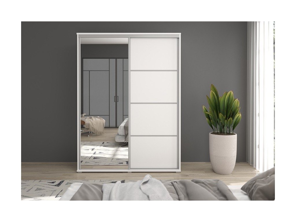 Szafa z drzwiami przesuwnymi i lustrem Liwia 160x202x45 cm – Elegancka Minimalistka z Maksymalną Funkcjonalnością