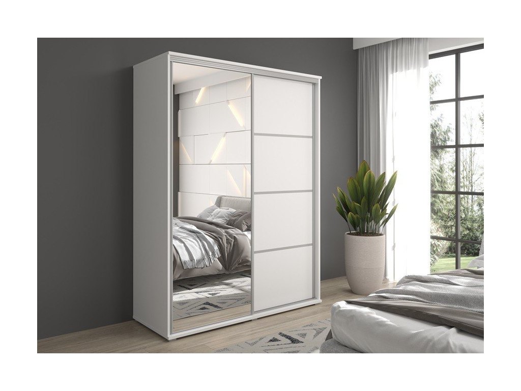 Szafa z drzwiami przesuwnymi i lustrem Liwia 200x202x45 cm – Elegancka Minimalistka z Maksymalną Funkcjonalnością