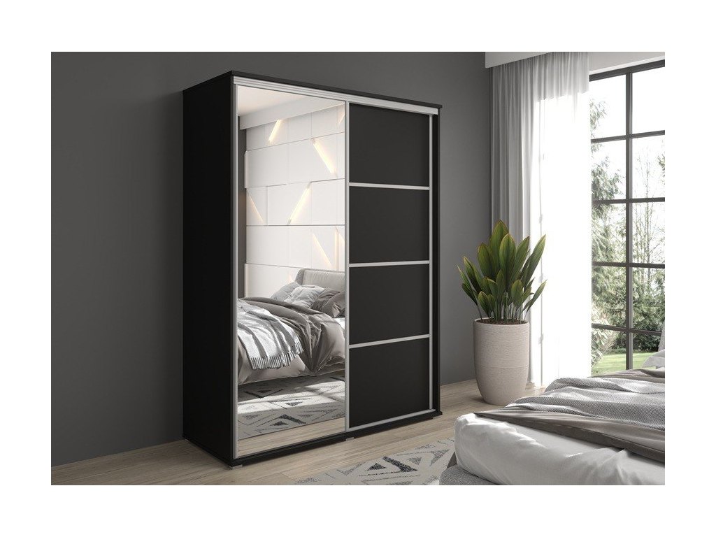 Szafa z drzwiami przesuwnymi i lustrem Liwia 140x202x45 cm – Elegancka Minimalistka z Maksymalną Funkcjonalnością