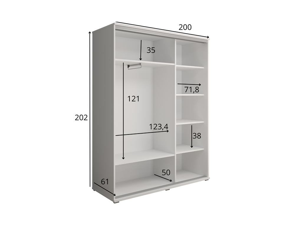 Szafa z drzwiami przesuwnymi i lustrem Liwia 200x202x45 cm – Elegancka Minimalistka z Maksymalną Funkcjonalnością