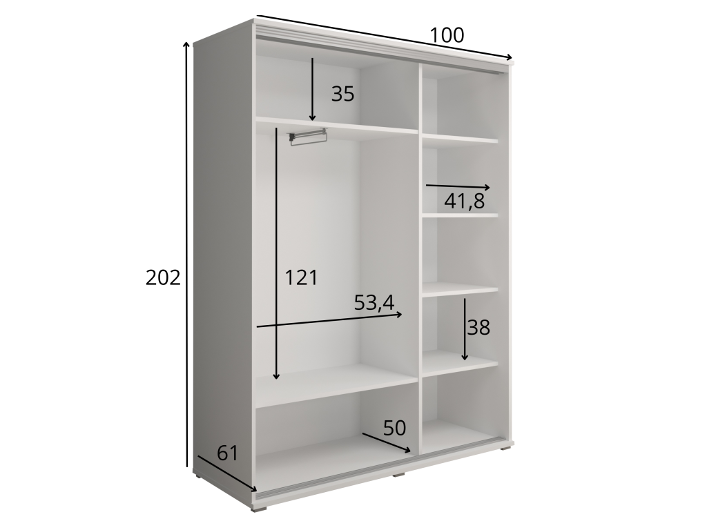 Szafa z drzwiami przesuwnymi i lustrem Liwia 100x202x45 cm – Elegancka Minimalistka z Maksymalną Funkcjonalnością