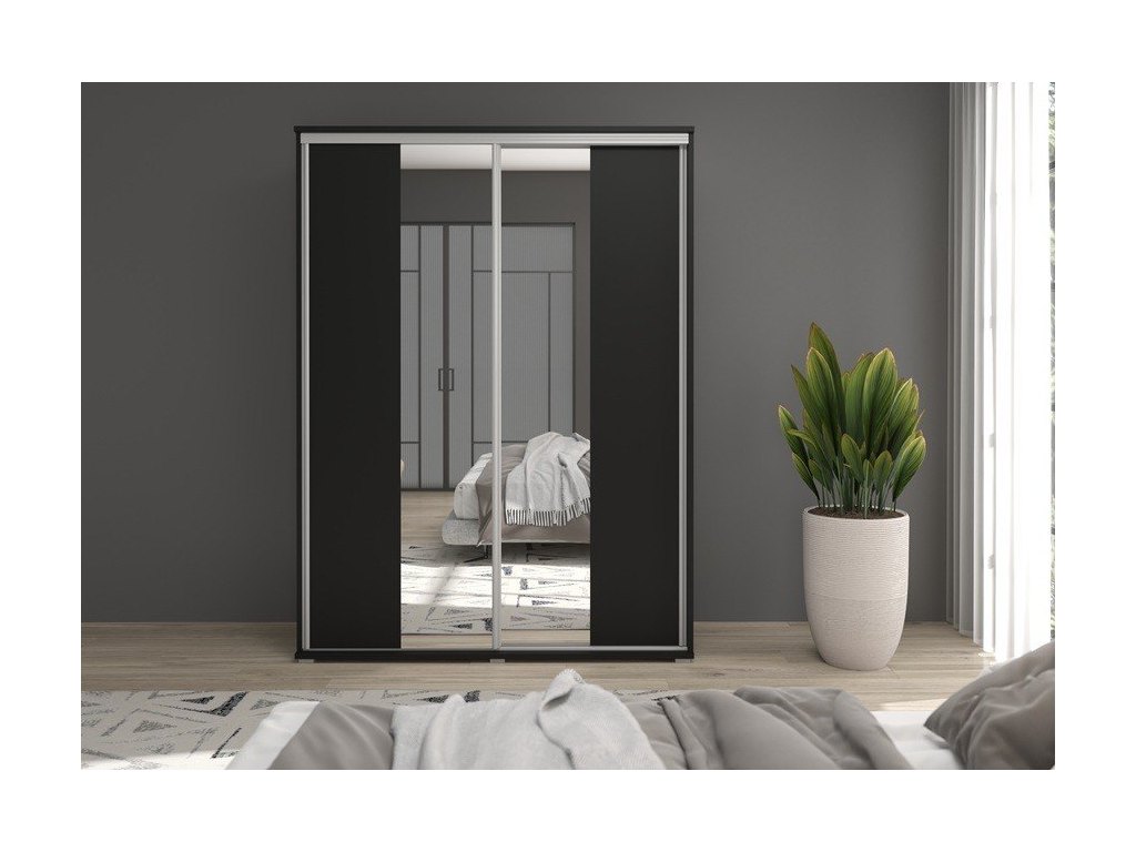 Szafa z drzwiami przesuwnymi  i lustrem Liwia 170x202x45 cm – Elegancka Minimalistka z Maksymalną Funkcjonalnością