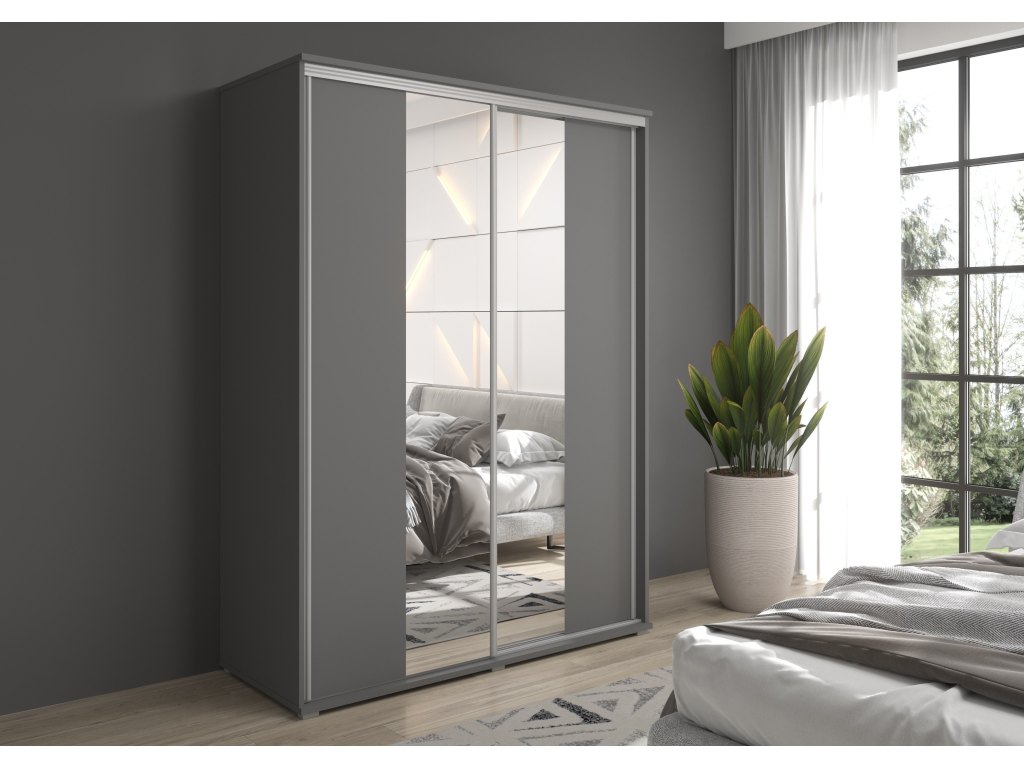 Szafa z drzwiami przesuwnymi i lustrem Liwia 100x202x45 cm – Elegancka Minimalistka z Maksymalną Funkcjonalnością