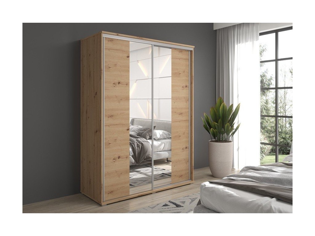 Szafa z drzwiami przesuwnymi  i lustrem Liwia 110x202x45 cm – Elegancka Minimalistka z Maksymalną Funkcjonalnością