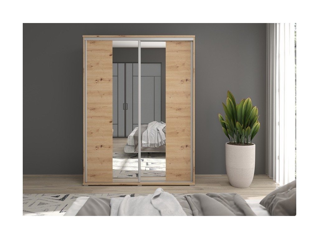 Szafa z drzwiami przesuwnymi  i lustrem Liwia 110x202x45 cm – Elegancka Minimalistka z Maksymalną Funkcjonalnością