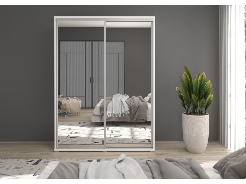 Szafa z drzwiami przesuwnymi  i lustrem Liwia 170x202x45 cm – Elegancka Minimalistka z Maksymalną Funkcjonalnością