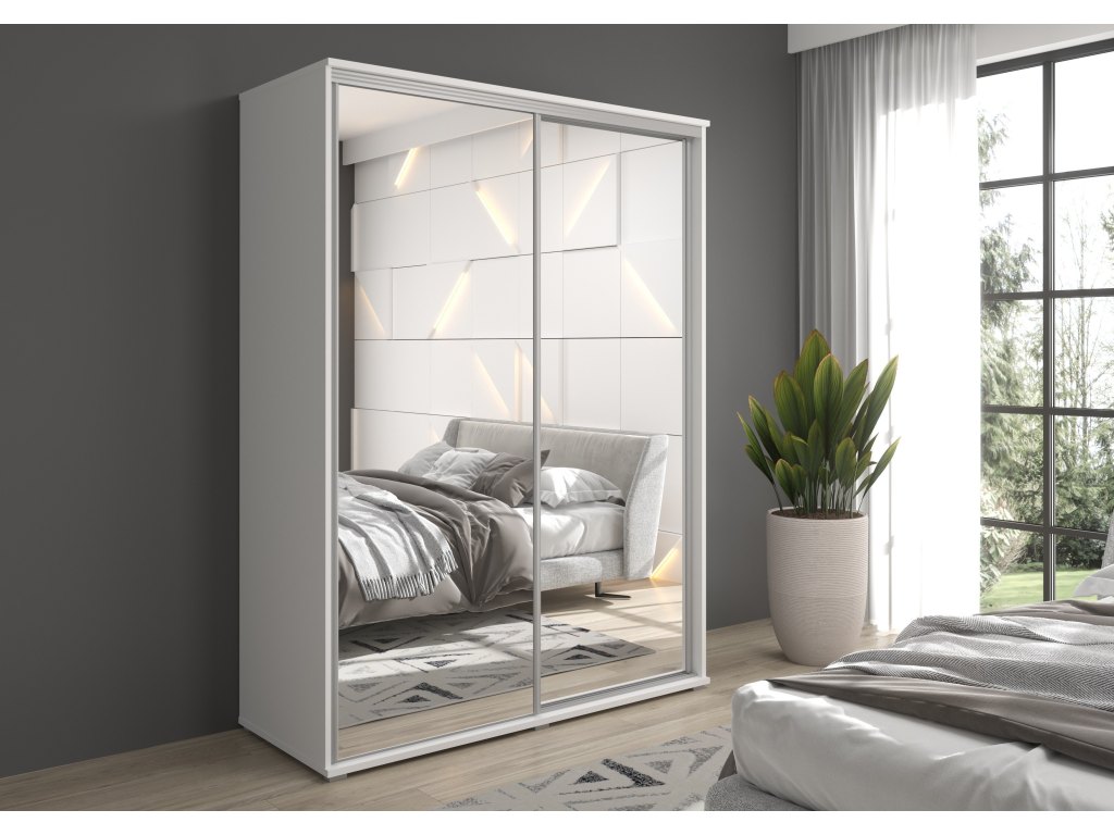 Szafa z drzwiami przesuwnymi i lustrem  Liwia 190x202x45 cm – Elegancka Minimalistka z Maksymalną Funkcjonalnością