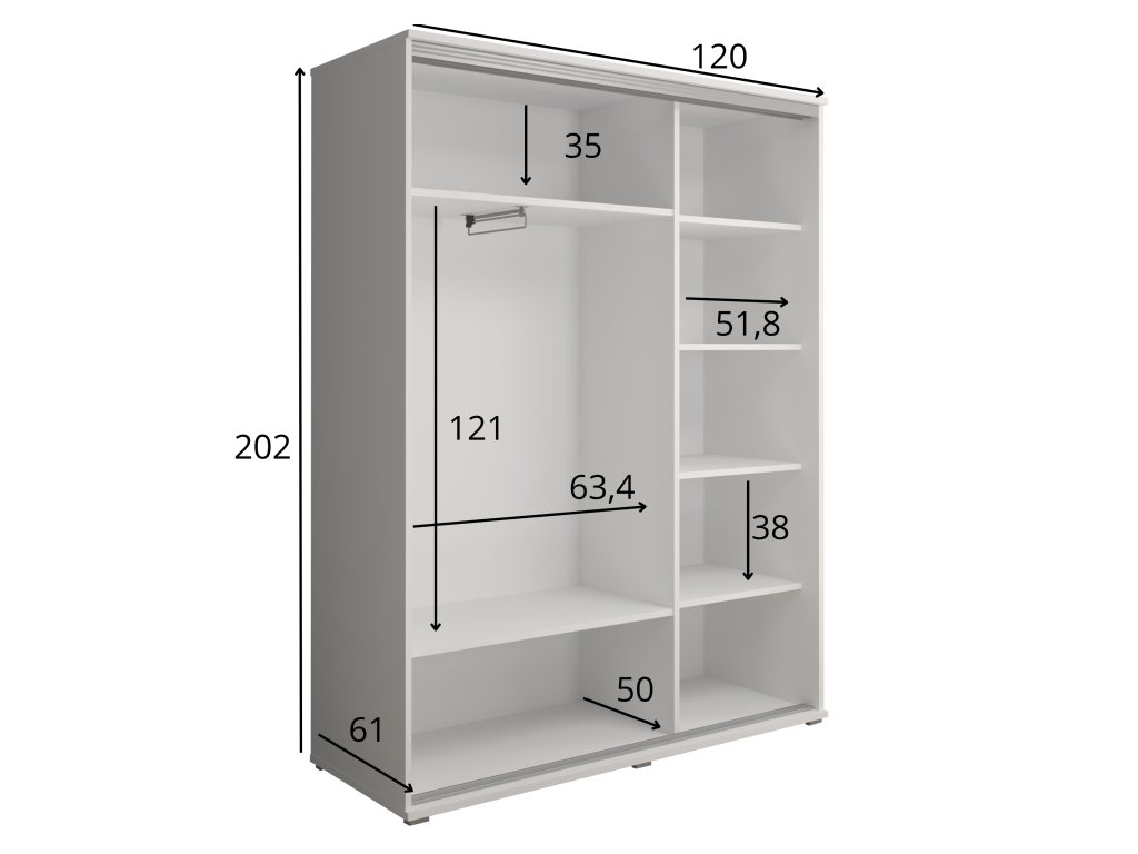 Szafa z drzwiami przesuwnymi i lustrem Liwia 120x202x45 cm – Elegancka Minimalistka z Maksymalną Funkcjonalnością