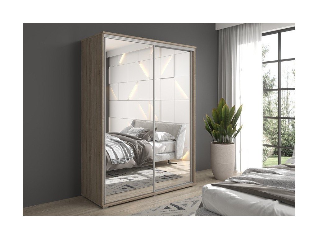 Szafa z drzwiami przesuwnymi i lustrem Liwia 120x202x45 cm – Elegancka Minimalistka z Maksymalną Funkcjonalnością